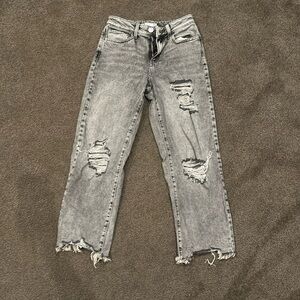 Gray/Acid Wash So Jeans with rips